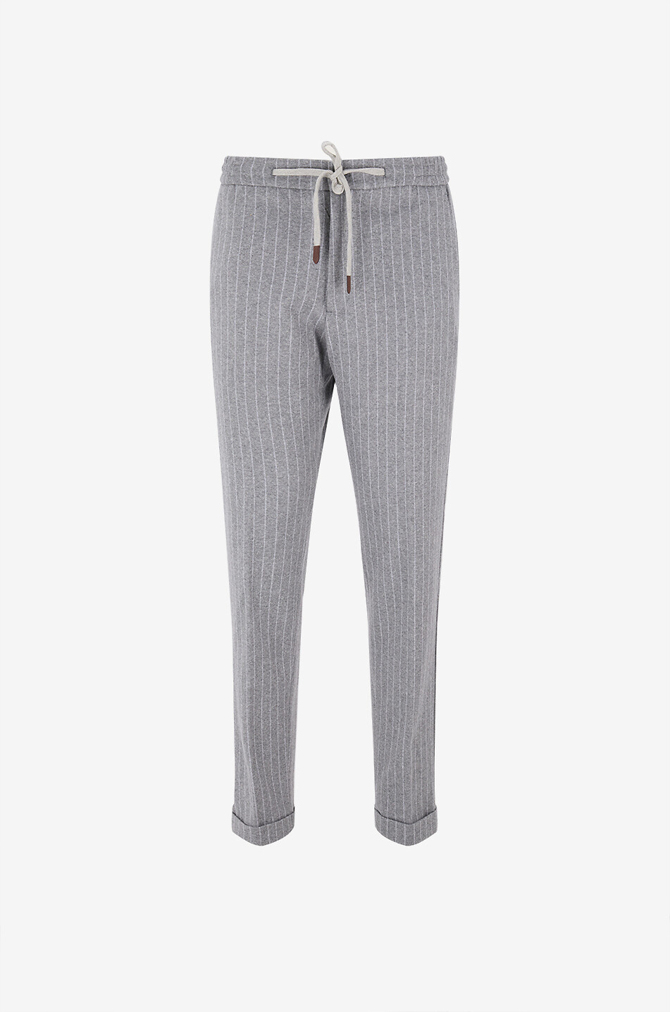 MARCO PESCAROLO Striped flannel straight trousers Men LIGHT GREY 1