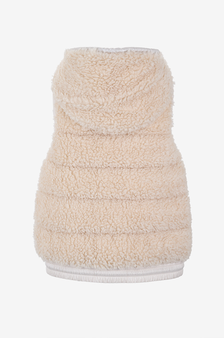 MONCLER GRENOBLE Kurze Weste aus synthetischem Lammfell mit Stehkragen Damen CREMEFARBEN 2