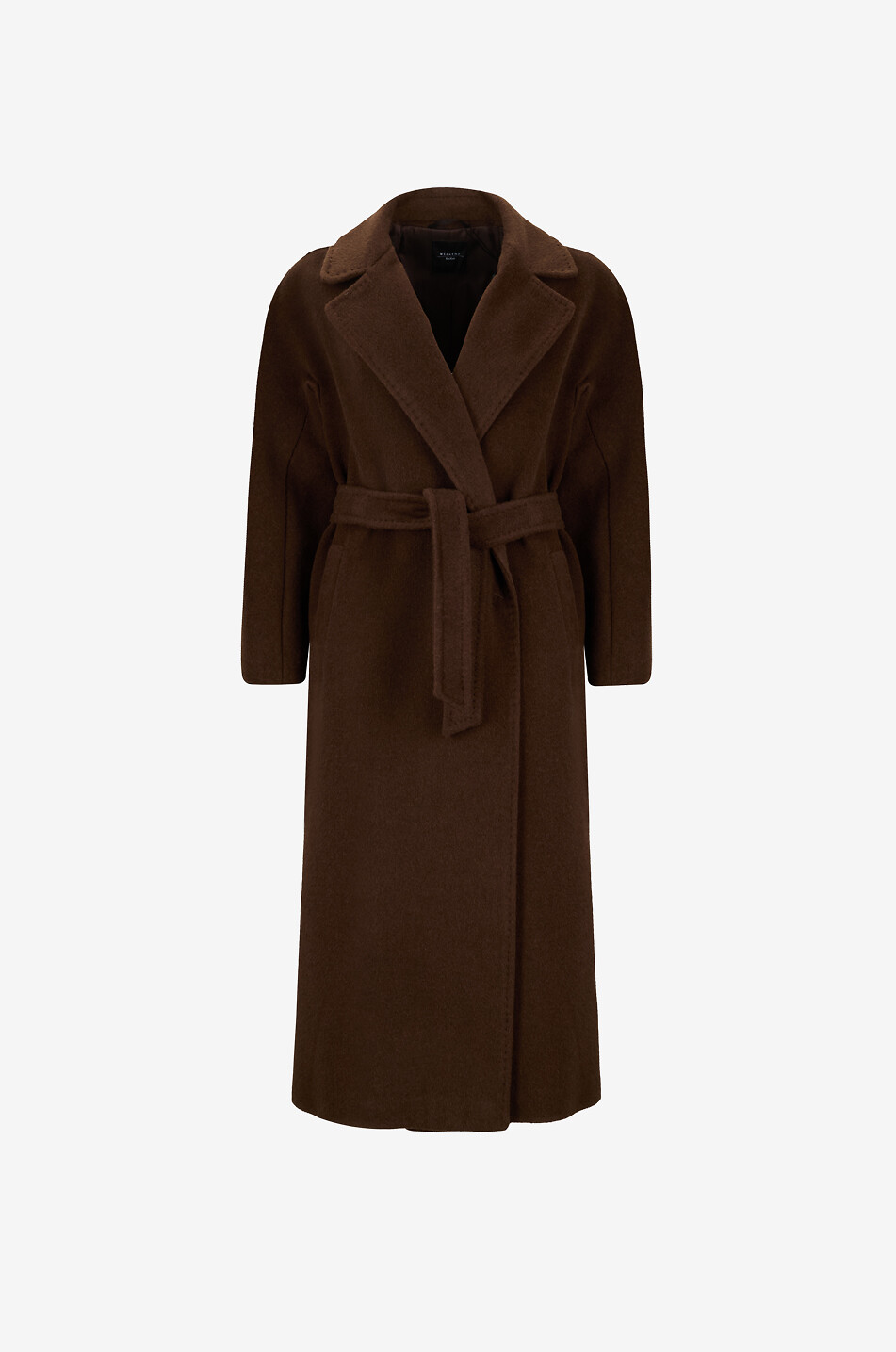 WEEKEND MAX MARA Tempera flannel long coat with lapel collar Women DARK BROWN 1