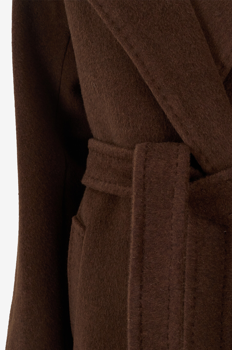 WEEKEND MAX MARA Tempera flannel long coat with lapel collar Women DARK BROWN 3