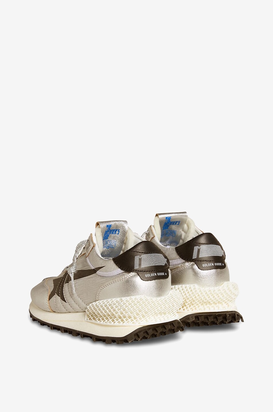 GOLDEN GOOSE Handgefertigte Leder-Sneakers mit Metallic-Finish Marathon Herren GRAU 3