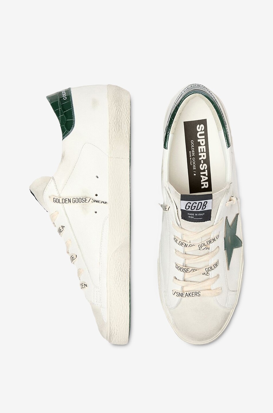 GOLDEN GOOSE Super Star distressed leather low-top sneakers Men WHITE 3