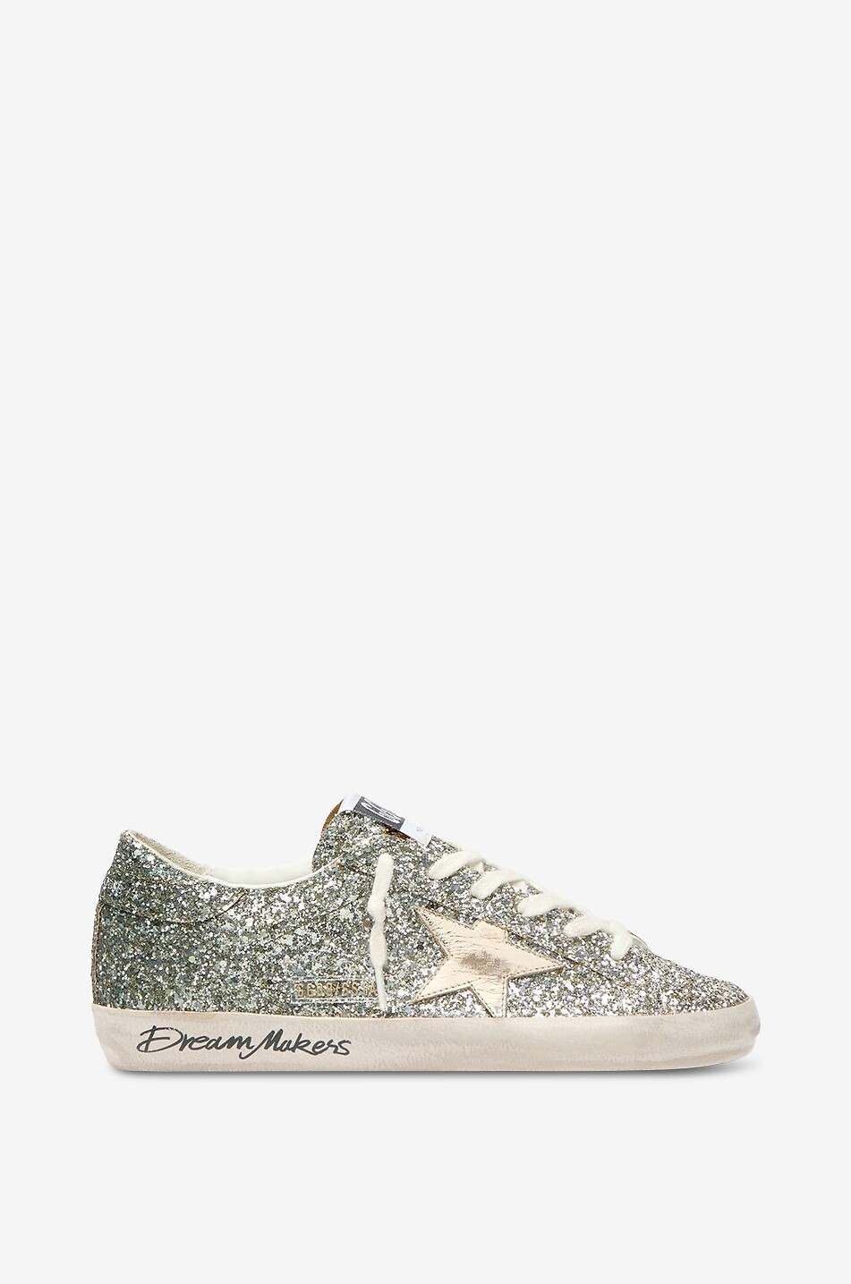 GOLDEN GOOSE Baskets basses en cuir à paillettes Super-Star Femme ARGENT 1