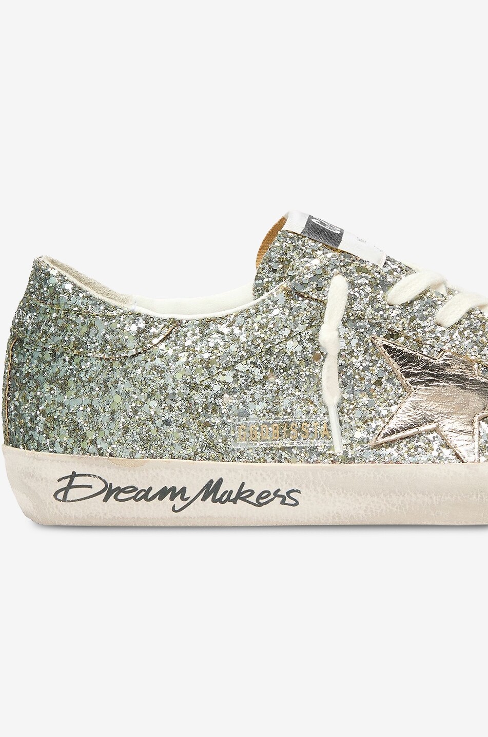 GOLDEN GOOSE Baskets basses en cuir à paillettes Super-Star Femme ARGENT 4