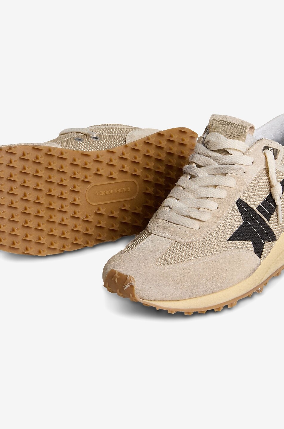 GOLDEN GOOSE Baskets basses en filet et daim Marathon Femme Beige Foncé 3