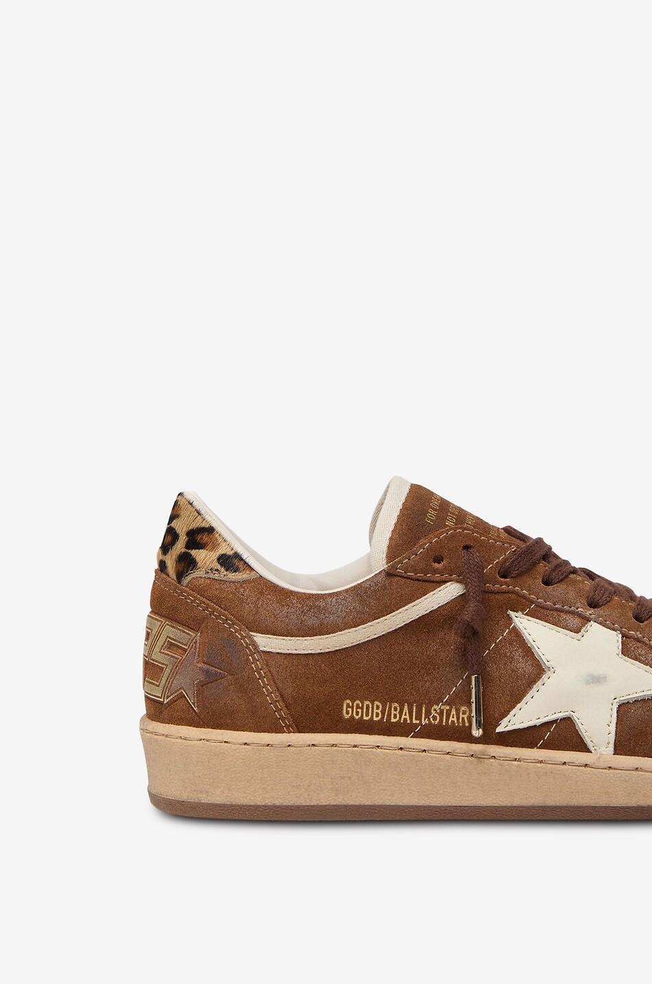 GOLDEN GOOSE Baskets basses en daim à motif léopard Ball Star Femme MARRON 5