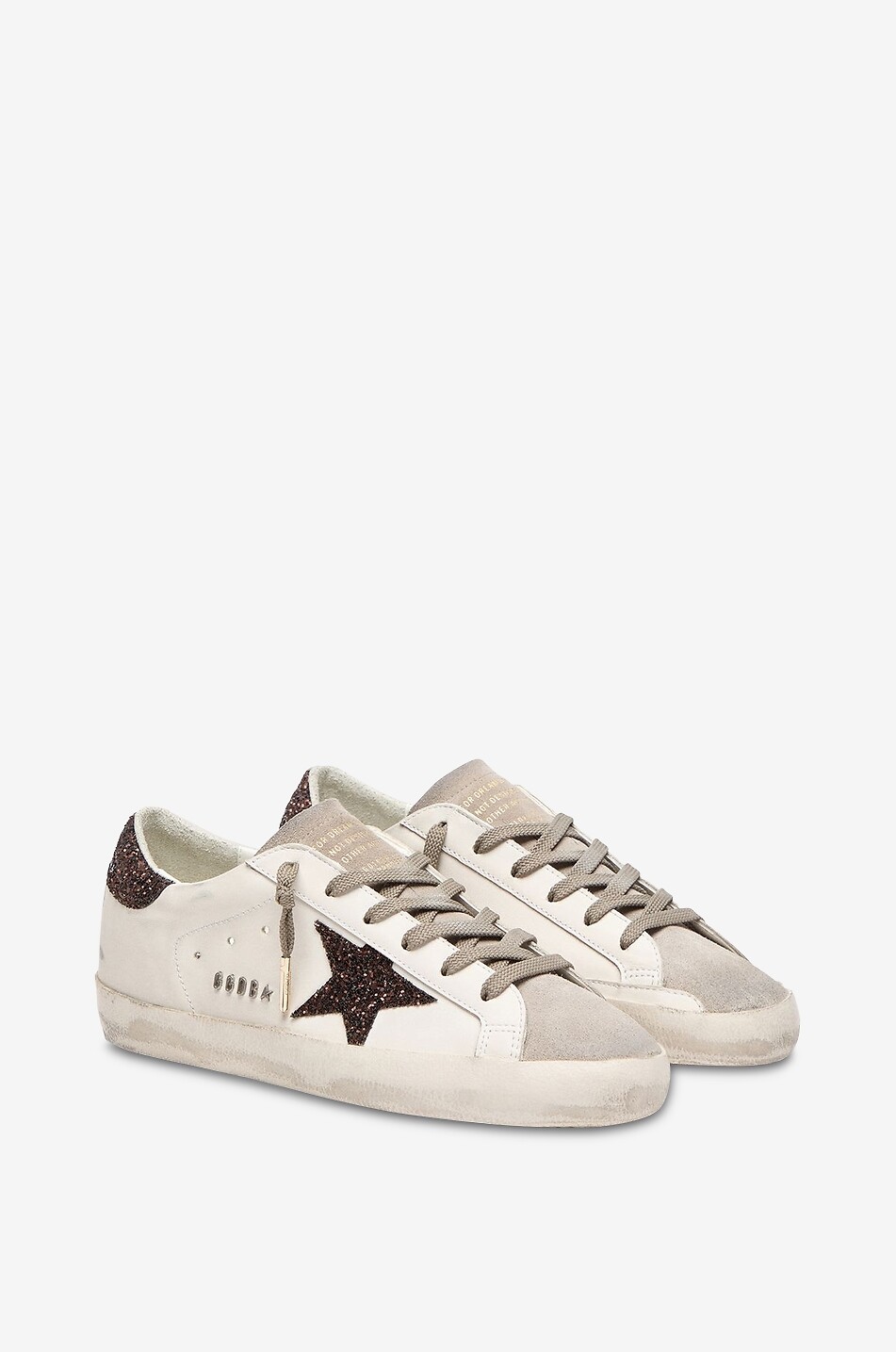 GOLDEN GOOSE Super-Star aged leather low-top sneakers Women WHITE 2