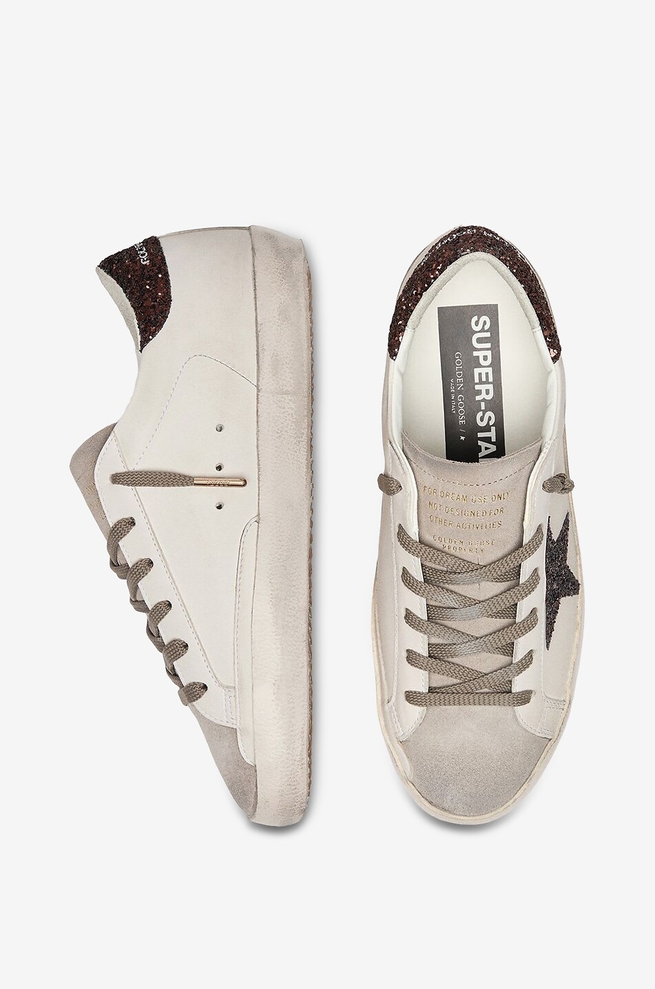 GOLDEN GOOSE Super-Star aged leather low-top sneakers Women WHITE 3