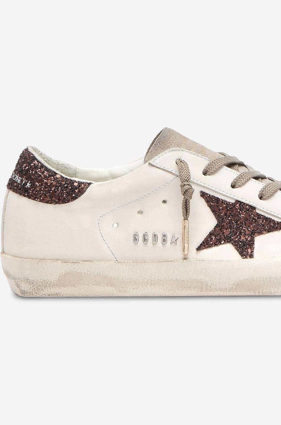 GOLDEN GOOSE Super-Star aged leather low-top sneakers Women WHITE 4