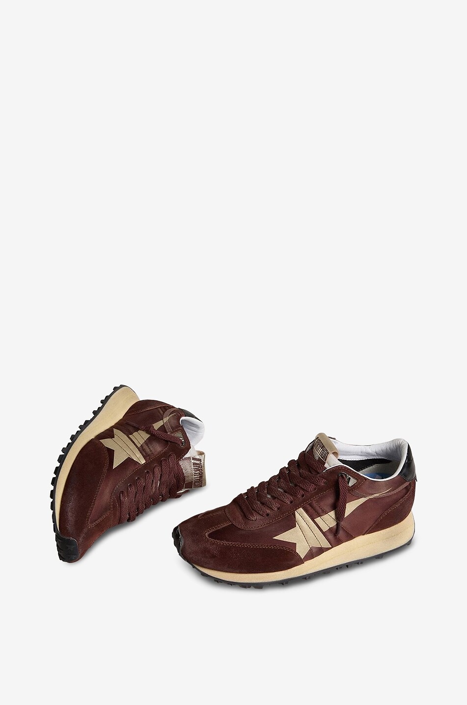 GOLDEN GOOSE Vintage-Veloursleder Sneakers Running Marathon Damen DUNKELBRAUN 2