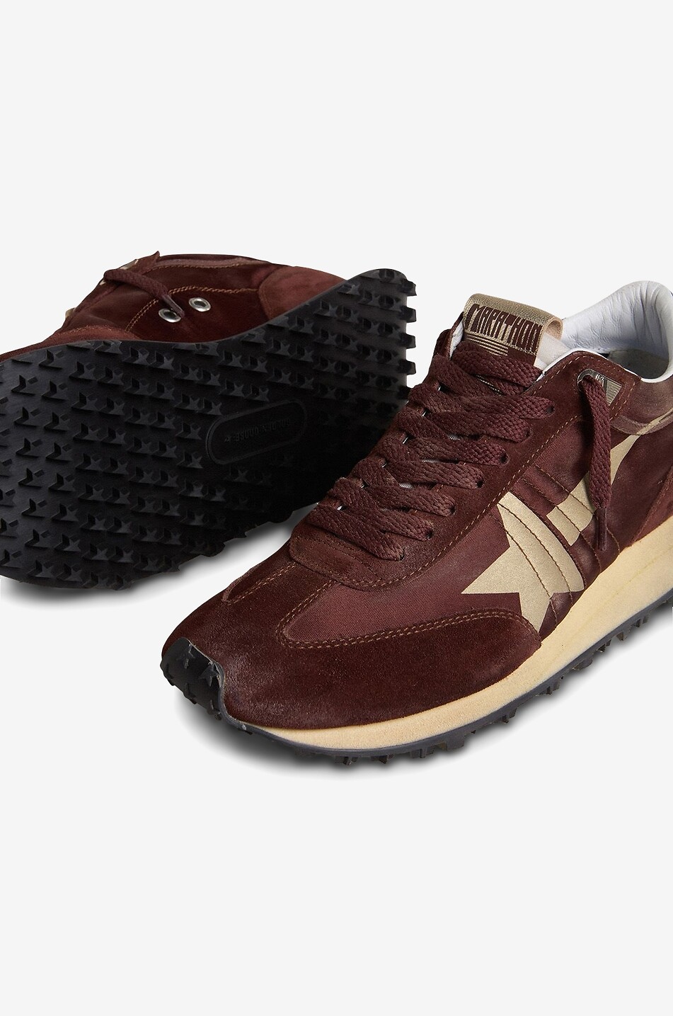 GOLDEN GOOSE Vintage-Veloursleder Sneakers Running Marathon Damen DUNKELBRAUN 3