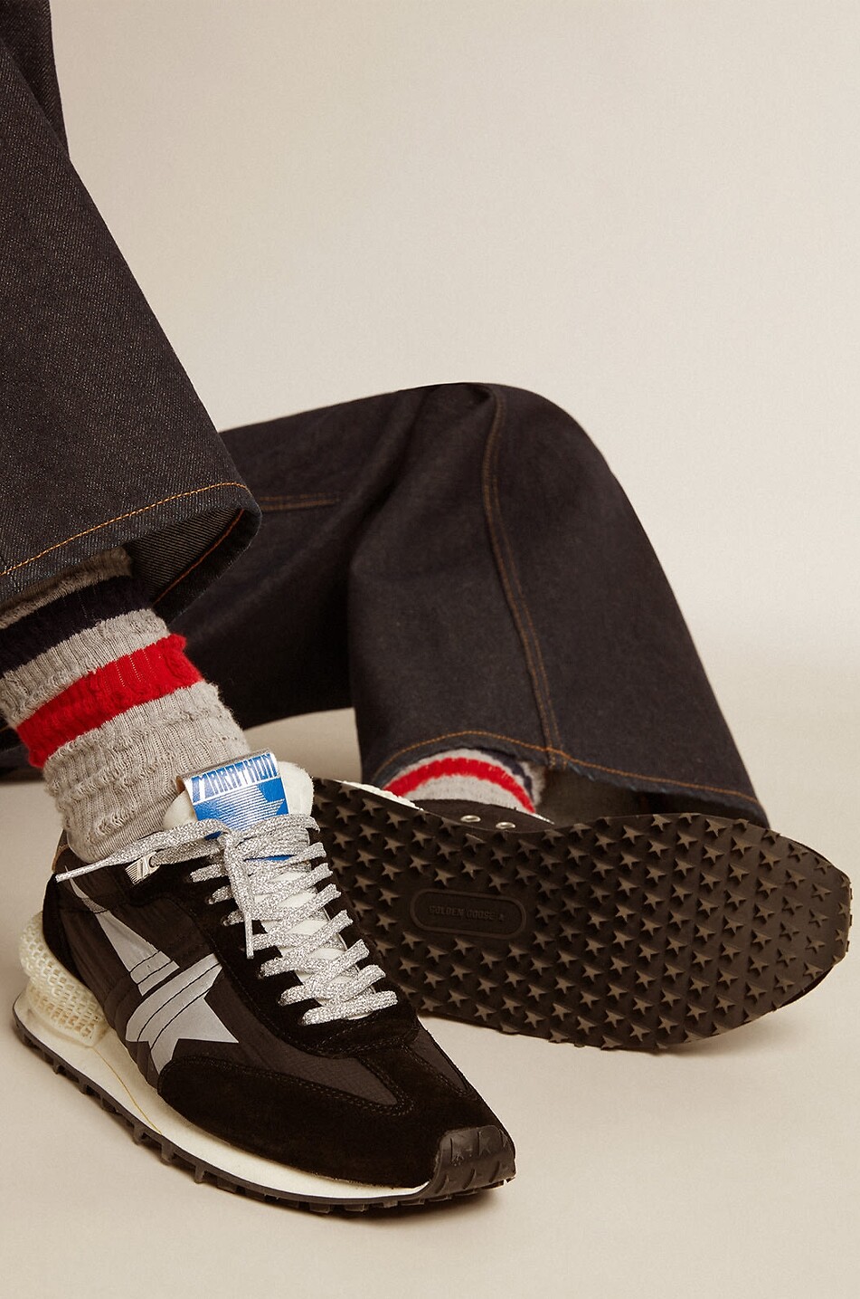 GOLDEN GOOSE Running Marathon leather low-top sneakers Men BLACK 3