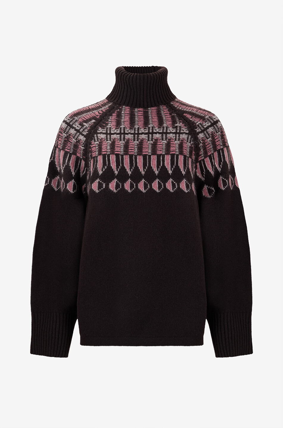 FEDELI Pull à col roulé en maille jacquard Femme MARRON 1