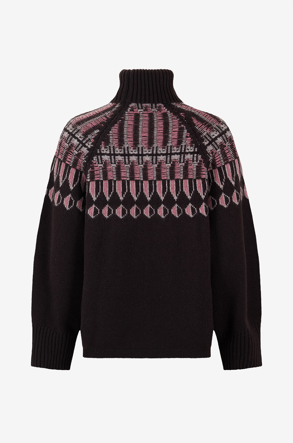 FEDELI Pull à col roulé en maille jacquard Femme MARRON 2