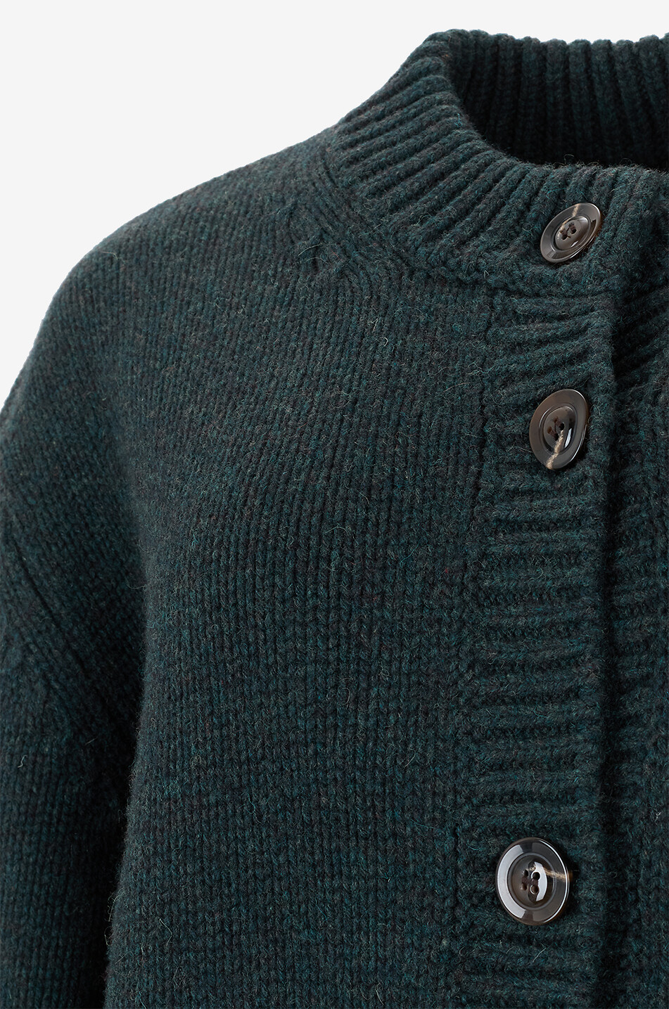 SOEUR Cardigan arrondi en laine Leonard Femme VERT FONCÉ 3