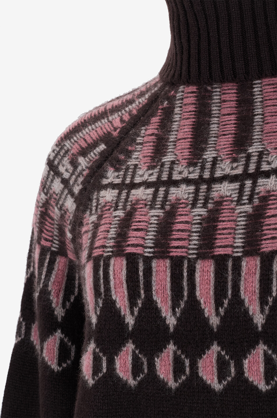 FEDELI Pull à col roulé en maille jacquard Femme MARRON 3