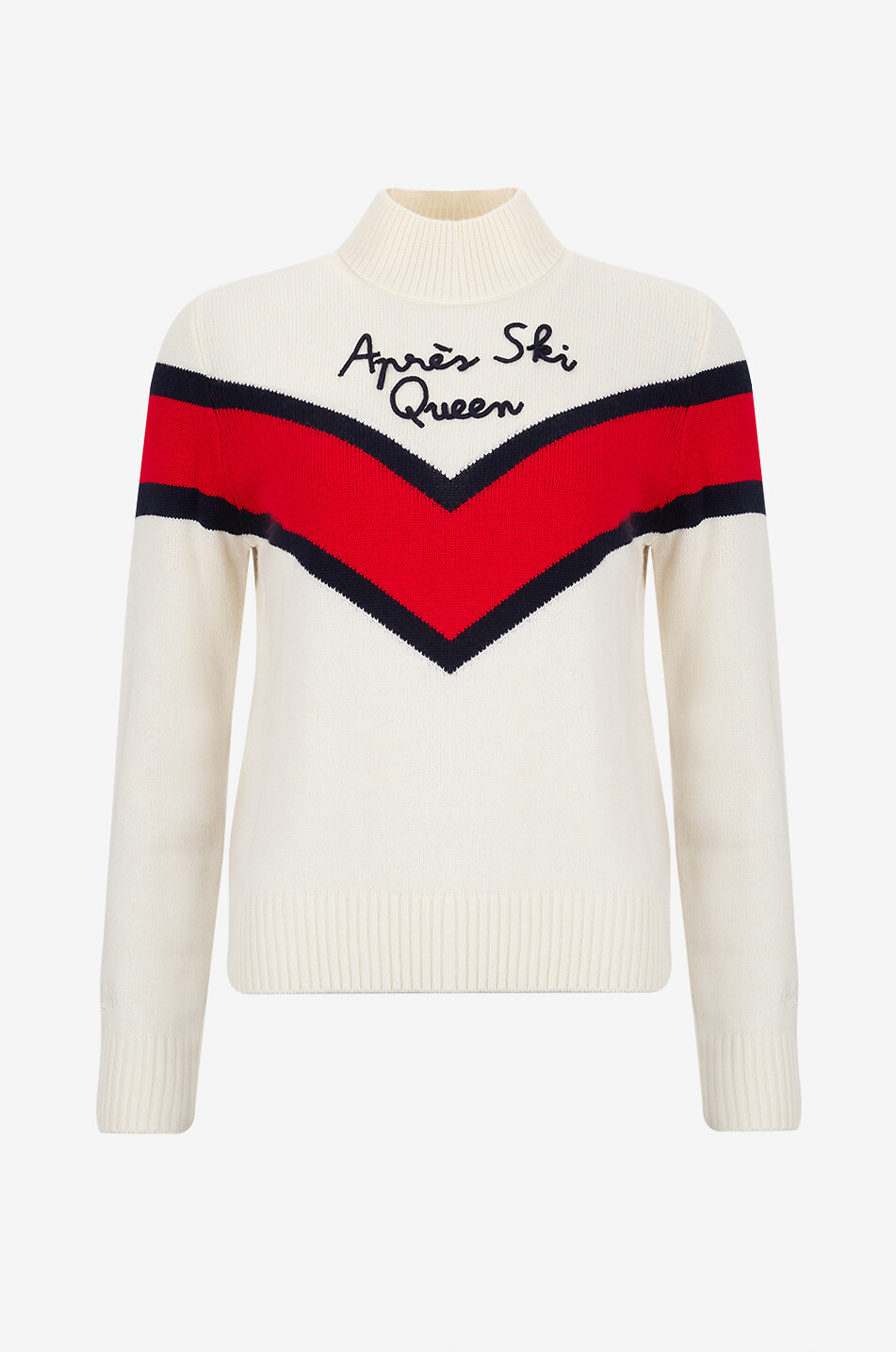 Pull à col montant en maille brodée Queen