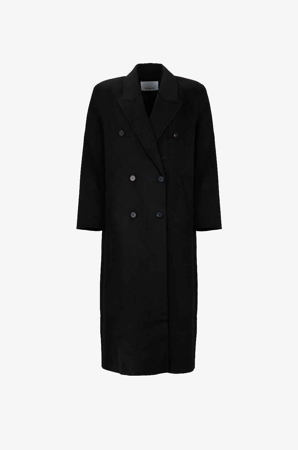 Gaia double-breasted flannel long coat