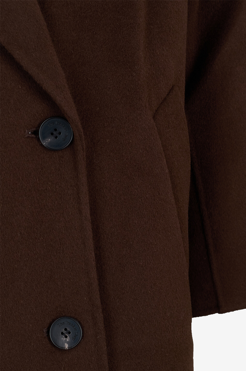 THE FRANKIE SHOP Manteau long en flanelle à boutonnage double Gaia Femme MARRON FONCÉ 3