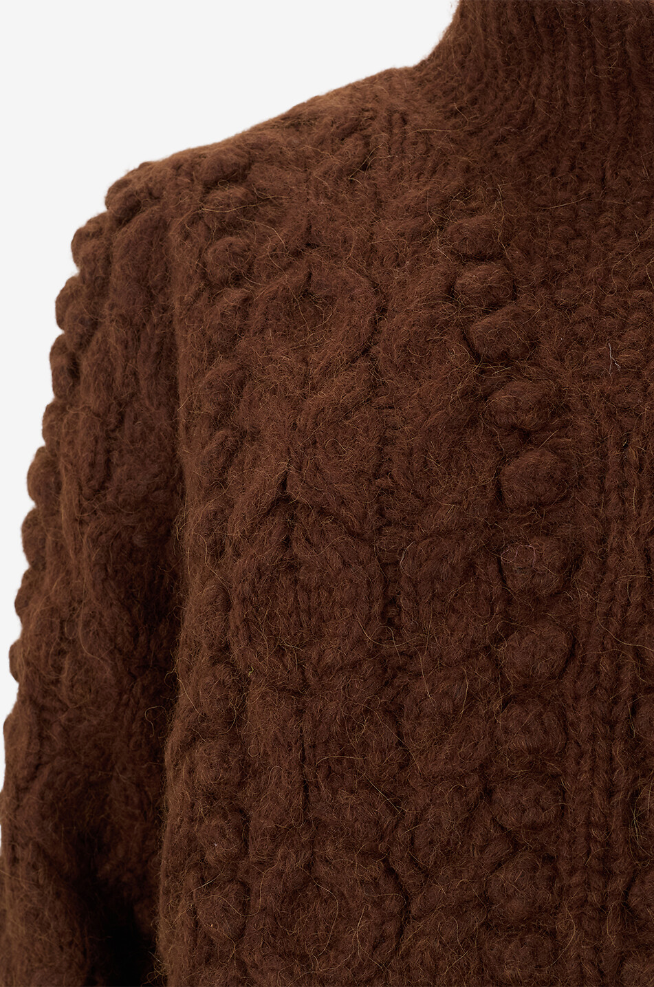ULLA JOHNSON Pull à col montant en maille Albia Femme MARRON 3