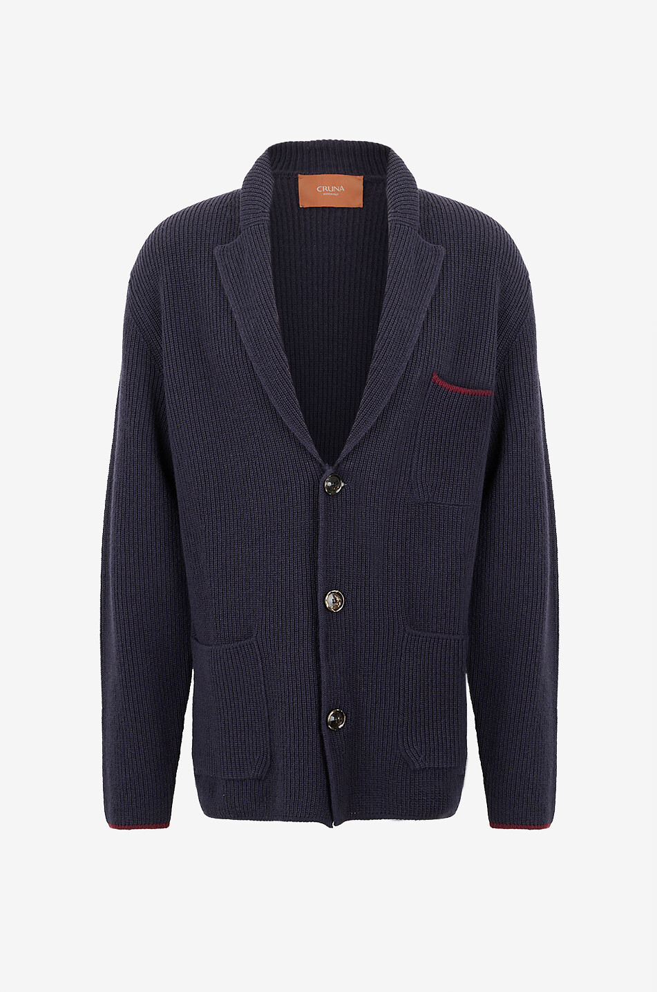 CRUNA Cardigan court à col revers en maille Lancaster Homme BLEU FONCE 1