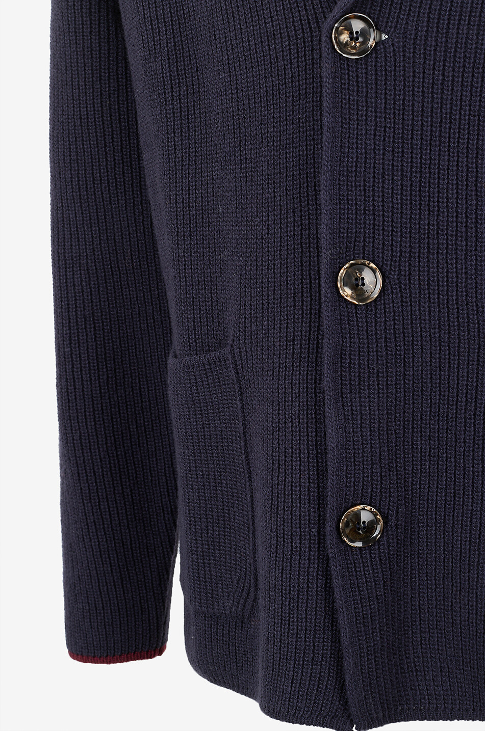 CRUNA Cardigan court à col revers en maille Lancaster Homme BLEU FONCE 3
