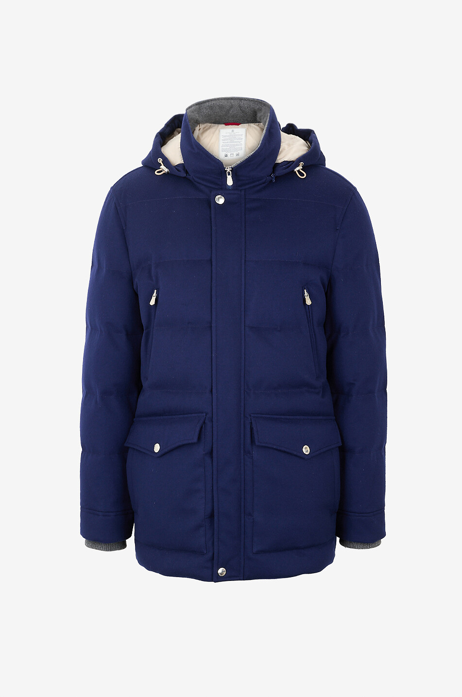 BRUNELLO CUCINELLI Manteau en flanelle chinée à col montant Homme BLEU FONCE 1