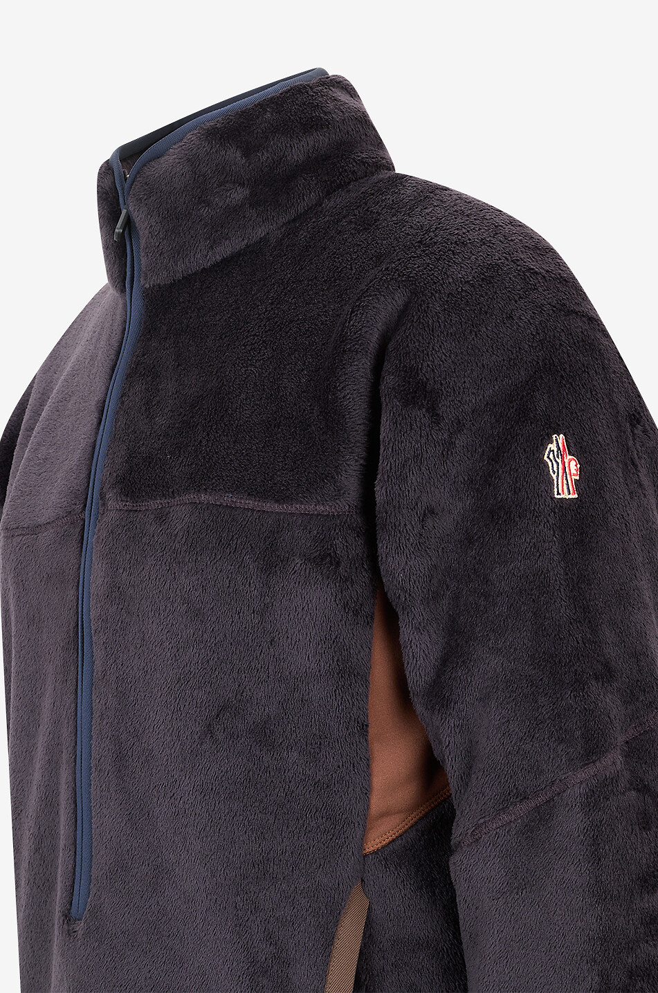 MONCLER GRENOBLE Pull à col montant en polaire avec poche kangourou Homme BLEU 3