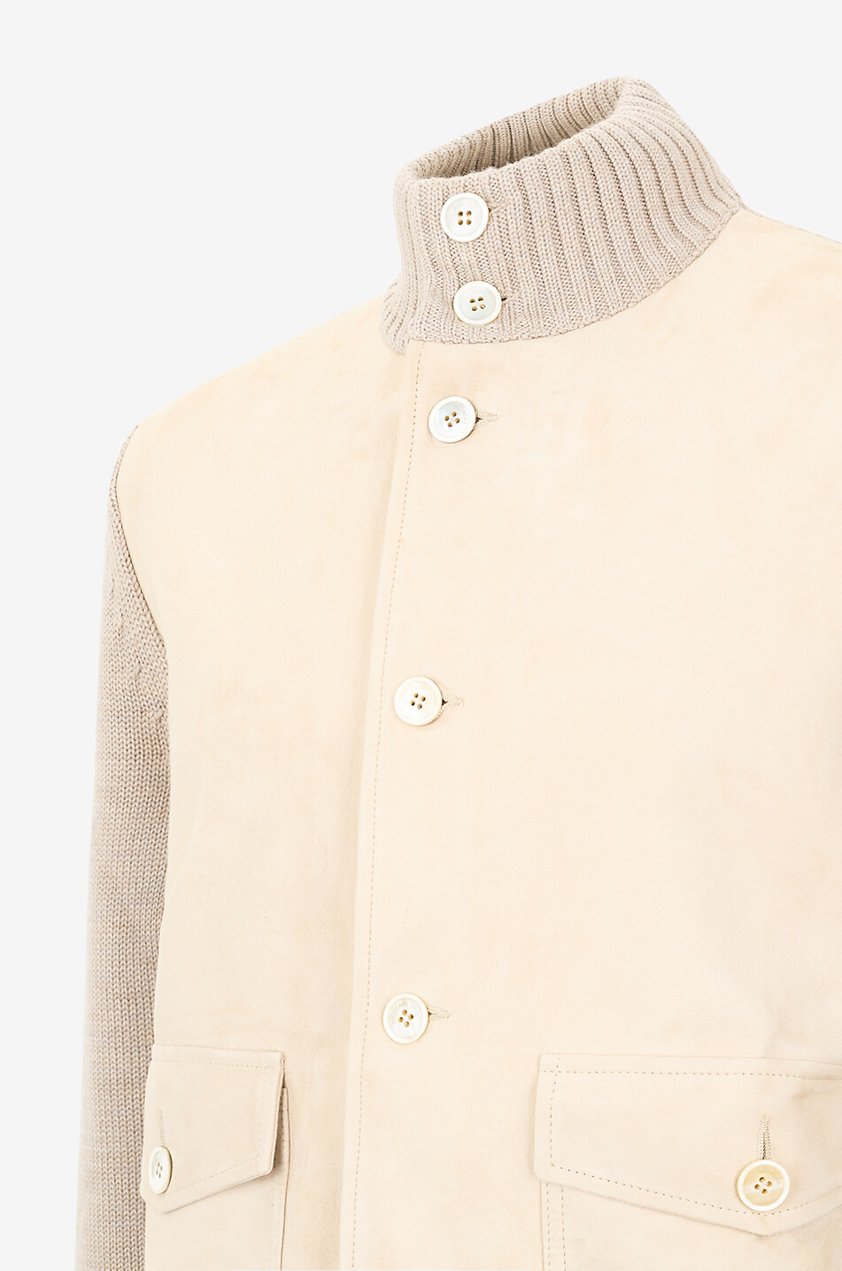 INCOTEX Suede bomber jacket with wool sleeves Men BROWN 3
