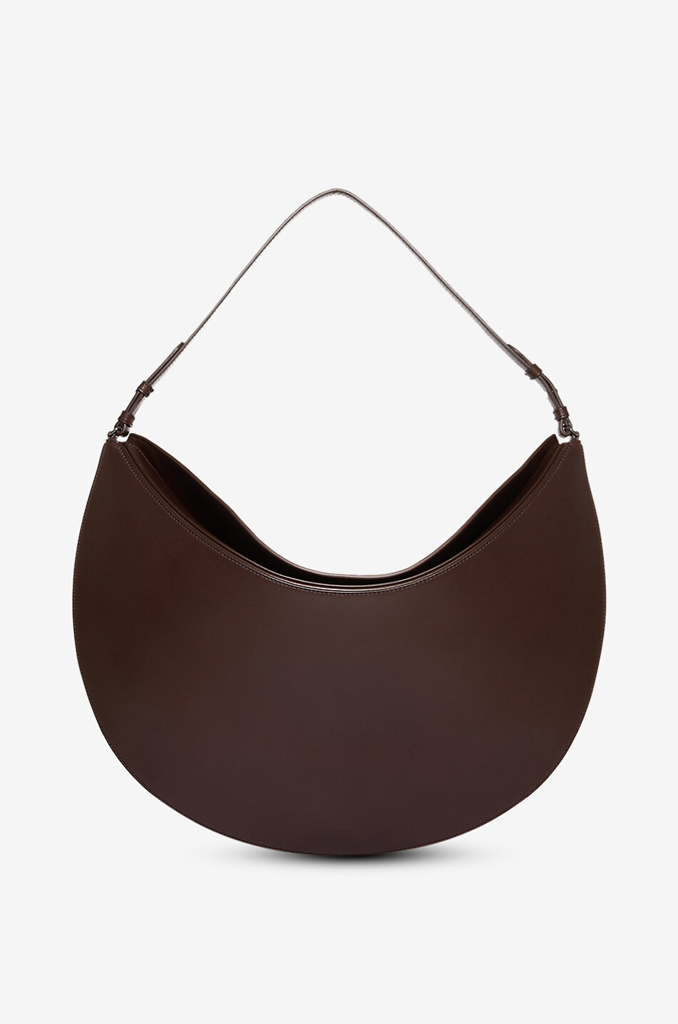 JACQUEMUS Sac porté épaule demi-lune en cuir lisse Ovalo Femme MARRON 1