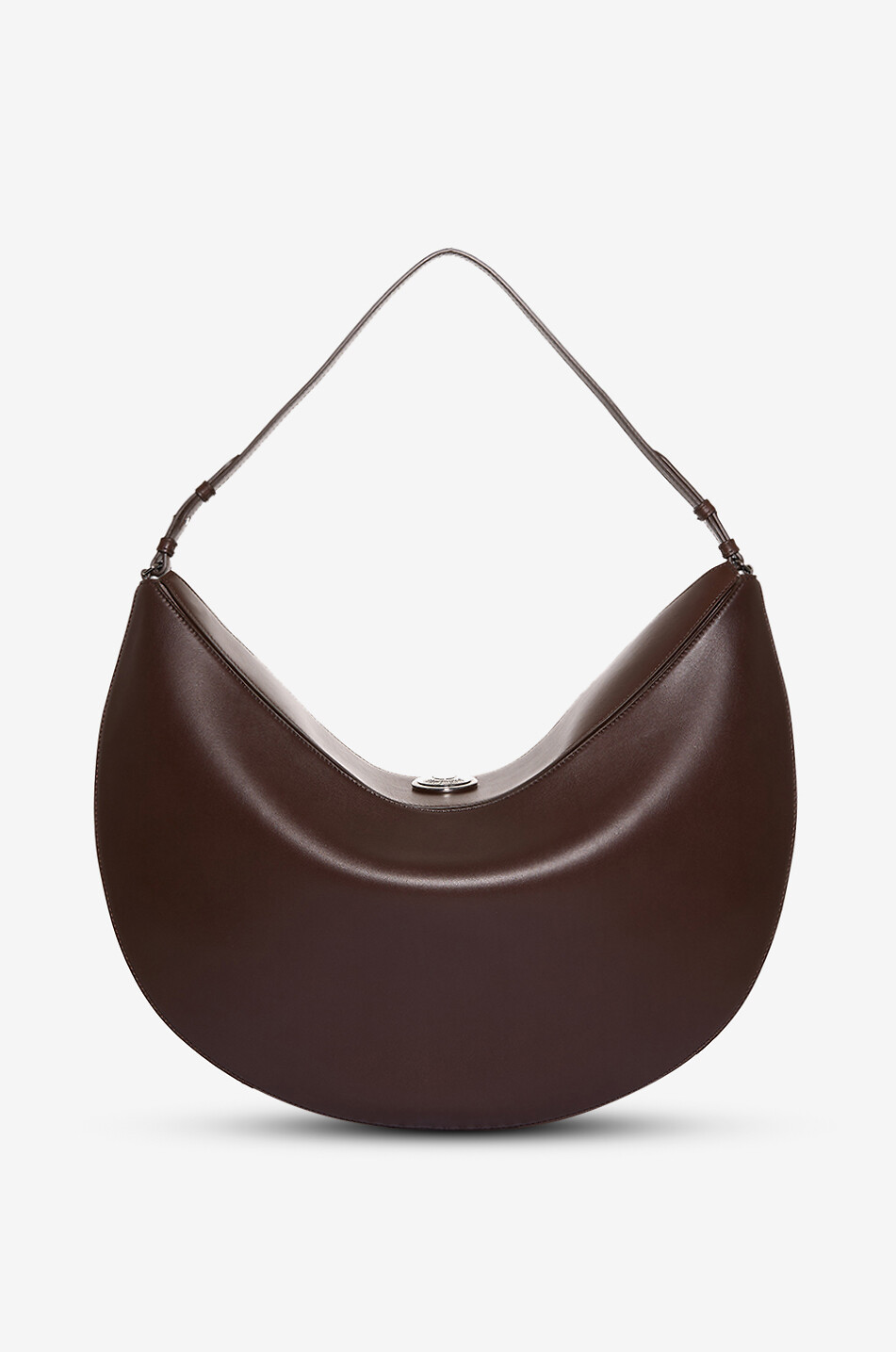 JACQUEMUS Sac porté épaule demi-lune en cuir lisse Ovalo Femme MARRON 3