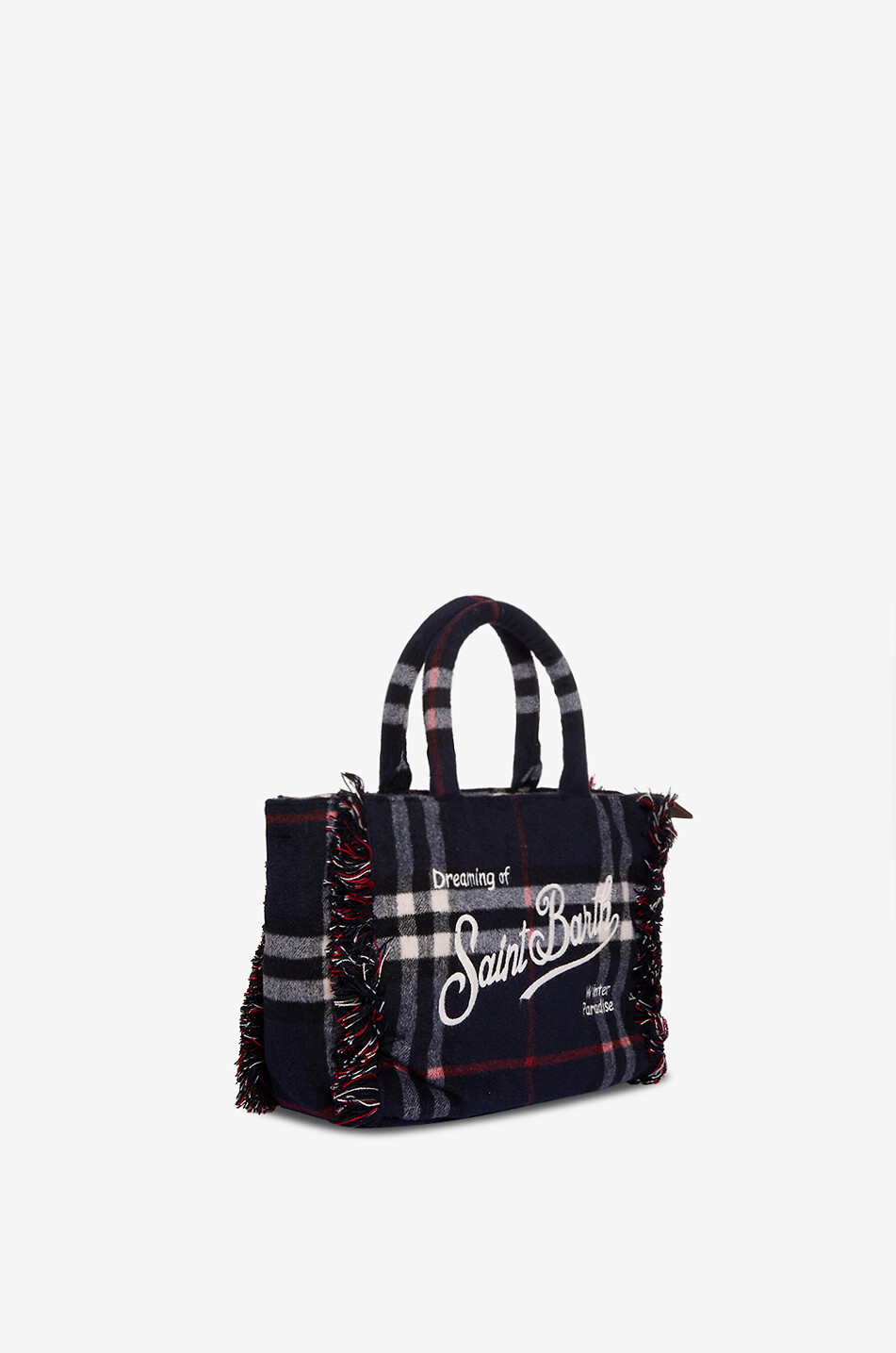 MC2 SAINT BARTH Colette tartan wool rectangular tote bag Women BLACK 2