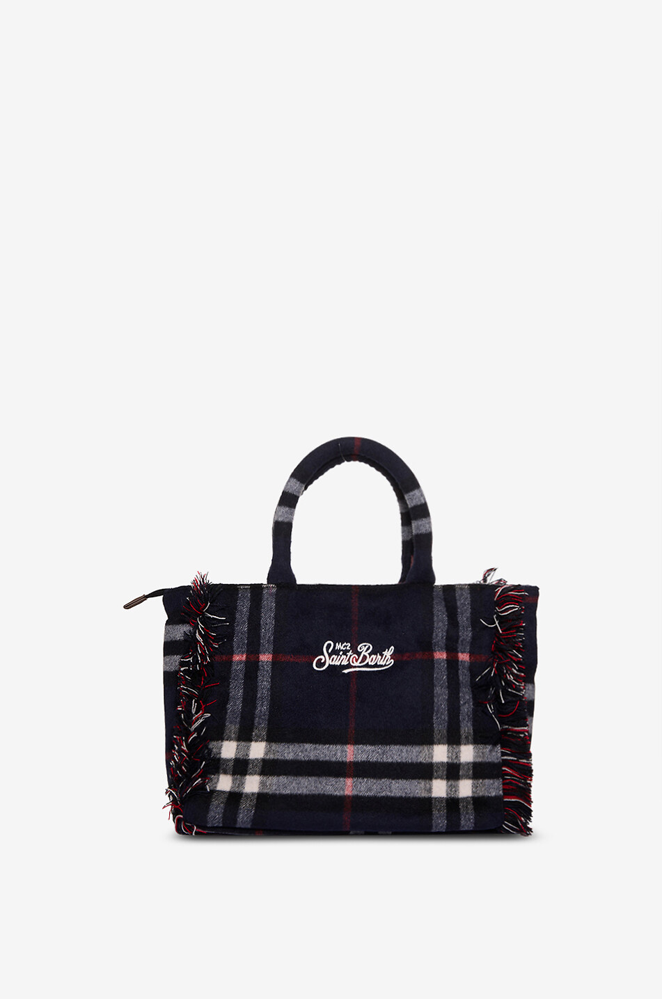 MC2 SAINT BARTH Colette tartan wool rectangular tote bag Women BLACK 3