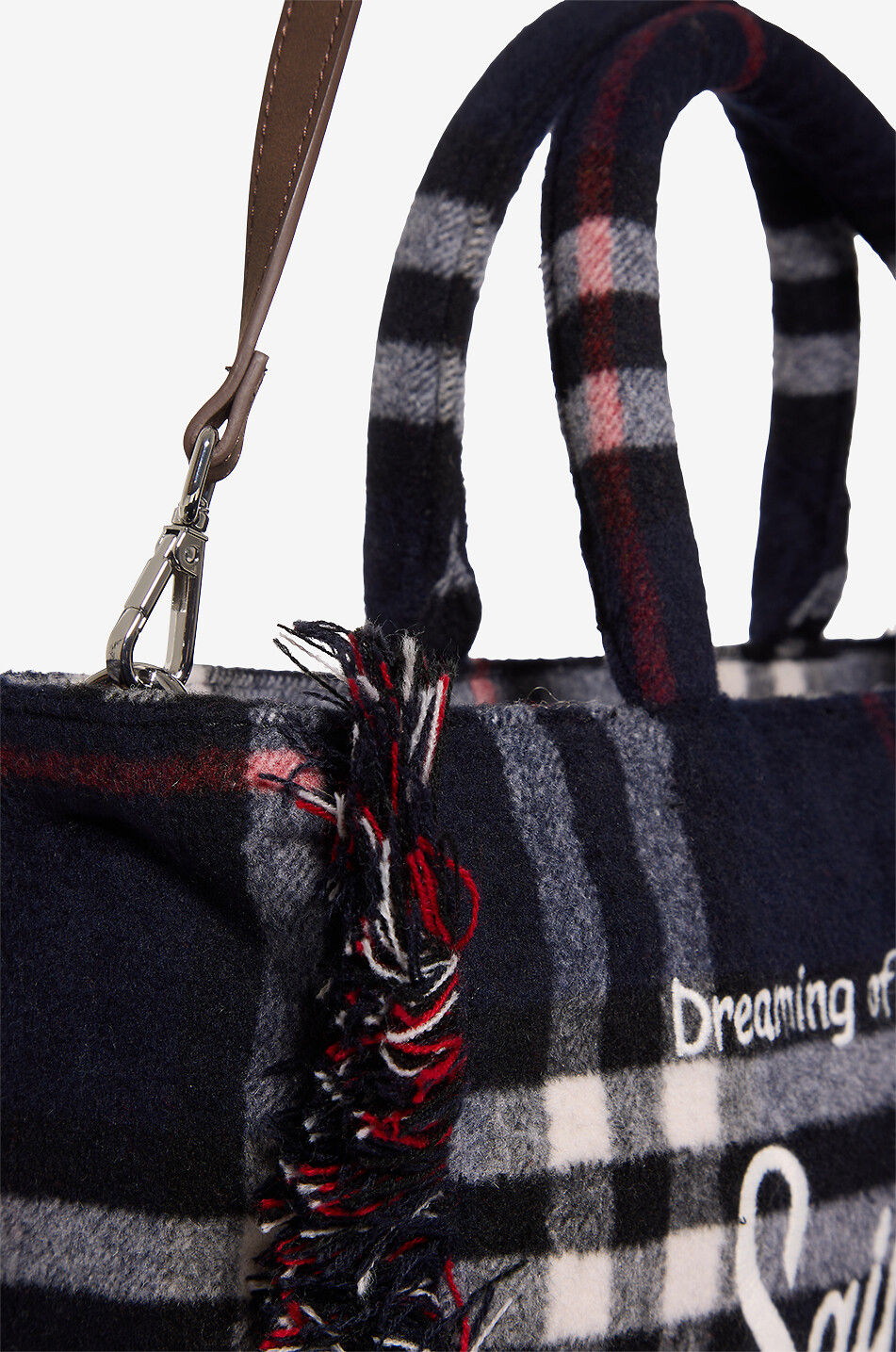 MC2 SAINT BARTH Colette tartan wool rectangular tote bag Women BLACK 6