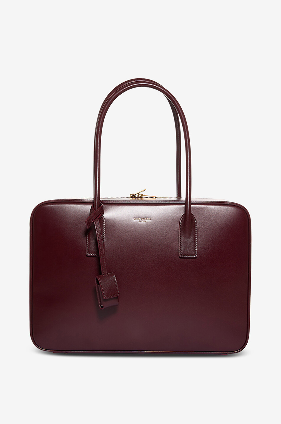 SAINT LAURENT PARIS Sac à main rectangulaire en cuir lisse Sac de Jour Femme ROUGE FONCÉ 1