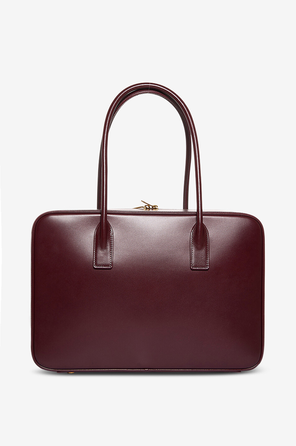SAINT LAURENT PARIS Sac à main rectangulaire en cuir lisse Sac de Jour Femme ROUGE FONCÉ 3