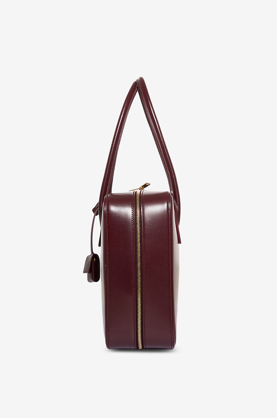 SAINT LAURENT PARIS Sac à main rectangulaire en cuir lisse Sac de Jour Femme ROUGE FONCÉ 4