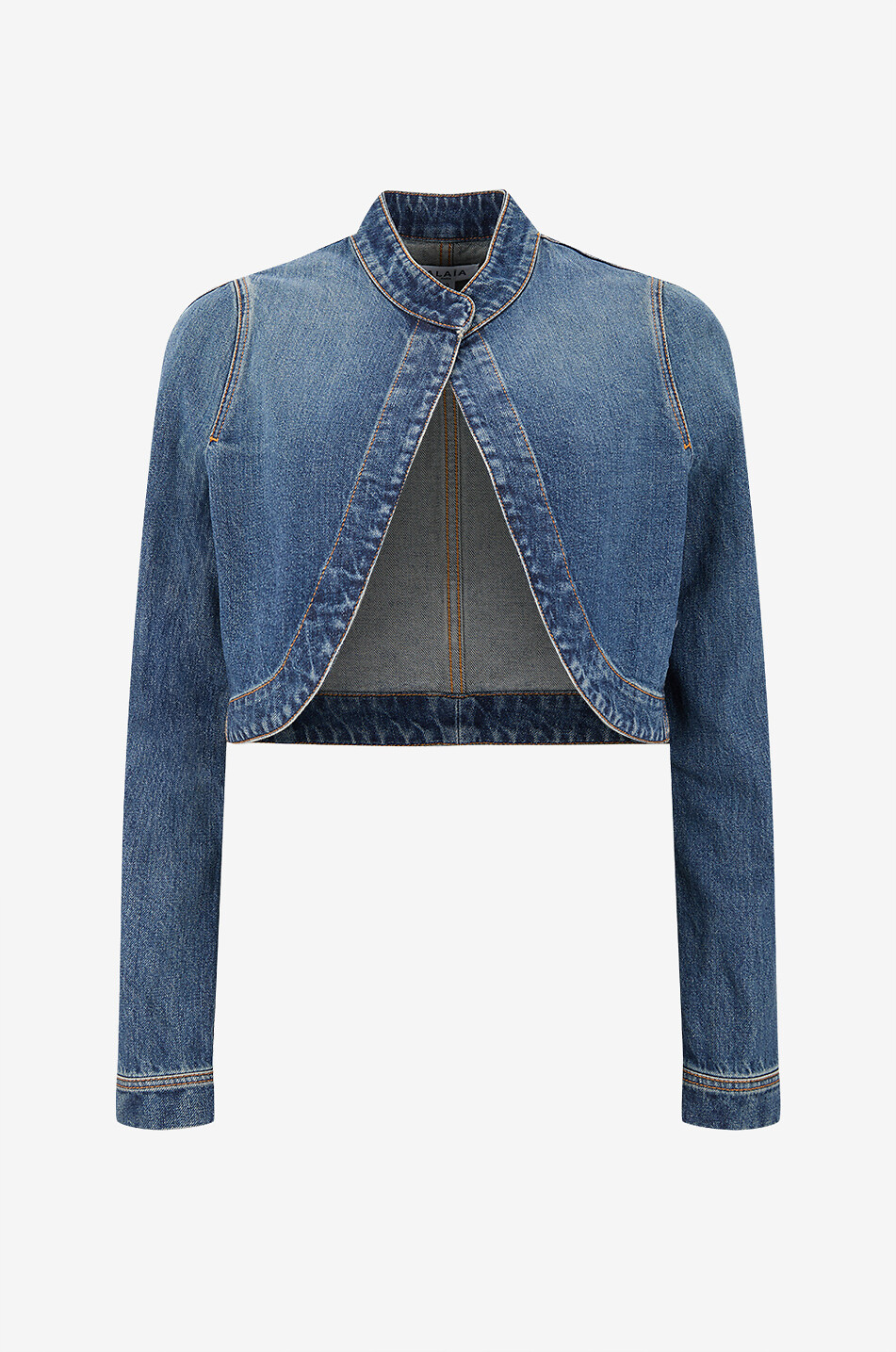 Short buttondown collar denim jacket