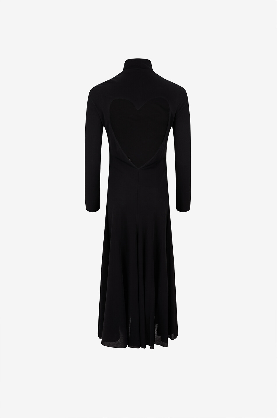 ALAÏA Langes Kleid aus Jersey mit Stehkragen Coeur Damen SCHWARZ 2