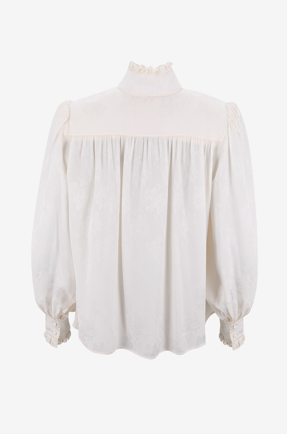 Blouse en soie jacquard à col montant manches bouffantes CHLOE