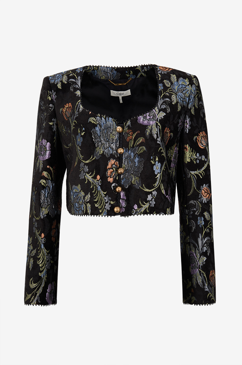 CHLOE Lightweight floral jacquard short jacket Women BLACK 1