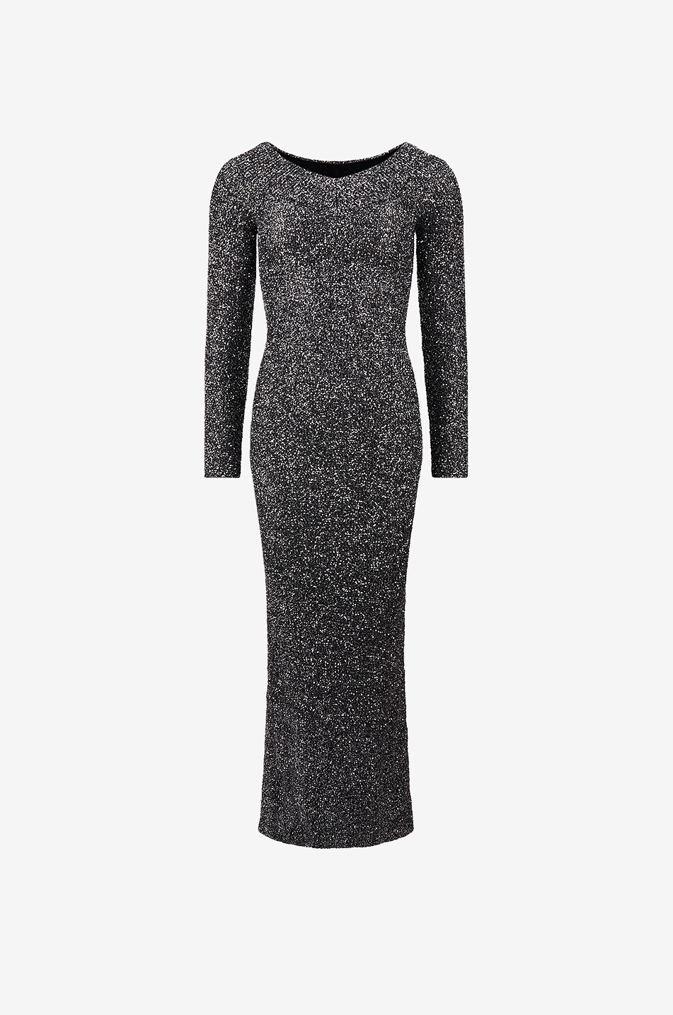 STELLA McCARTNEY Long figure-hugging off-shoulder knit dress covered in sequins Women BLACK 1