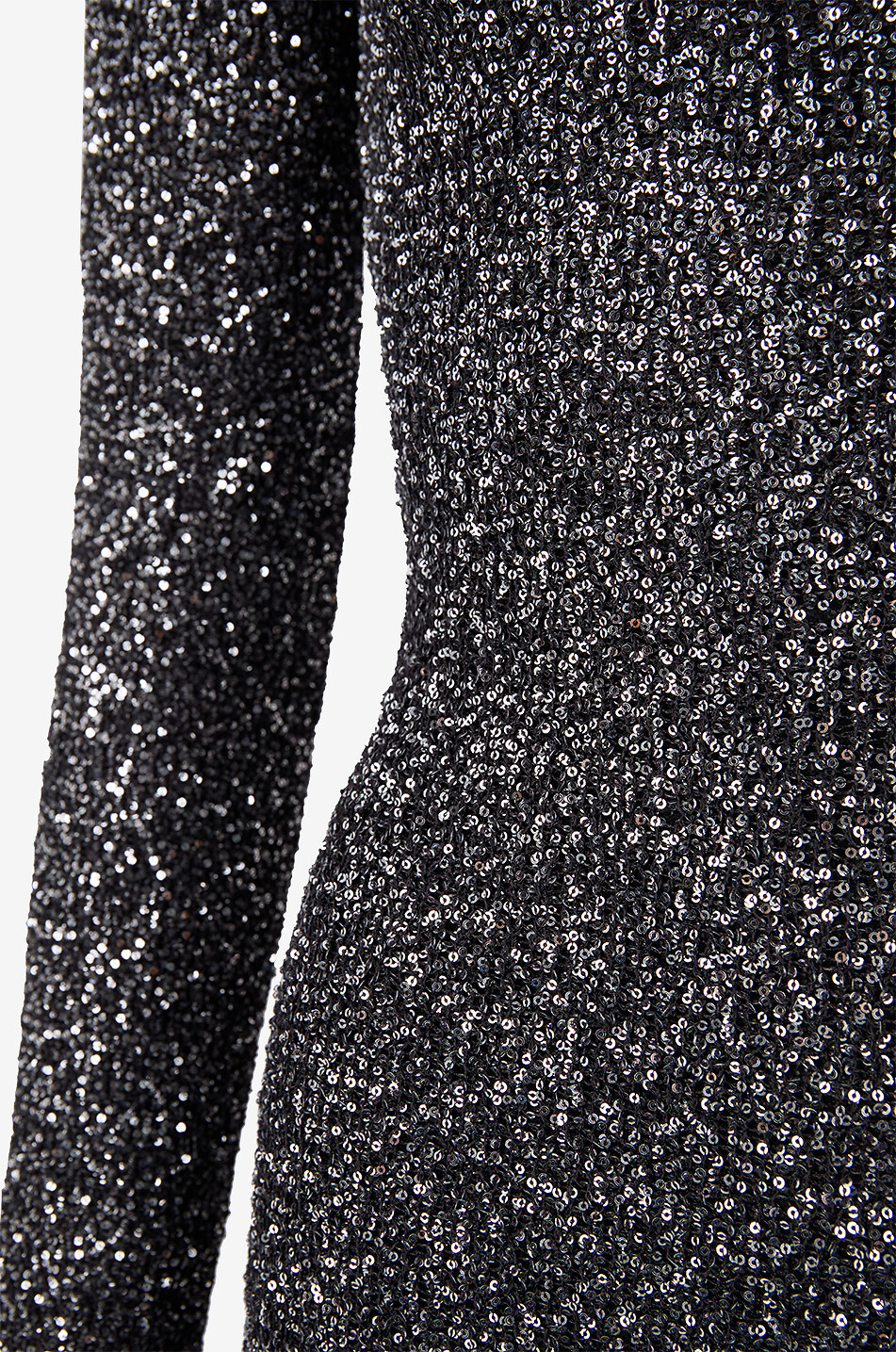 STELLA McCARTNEY Long figure-hugging off-shoulder knit dress covered in sequins Women BLACK 3