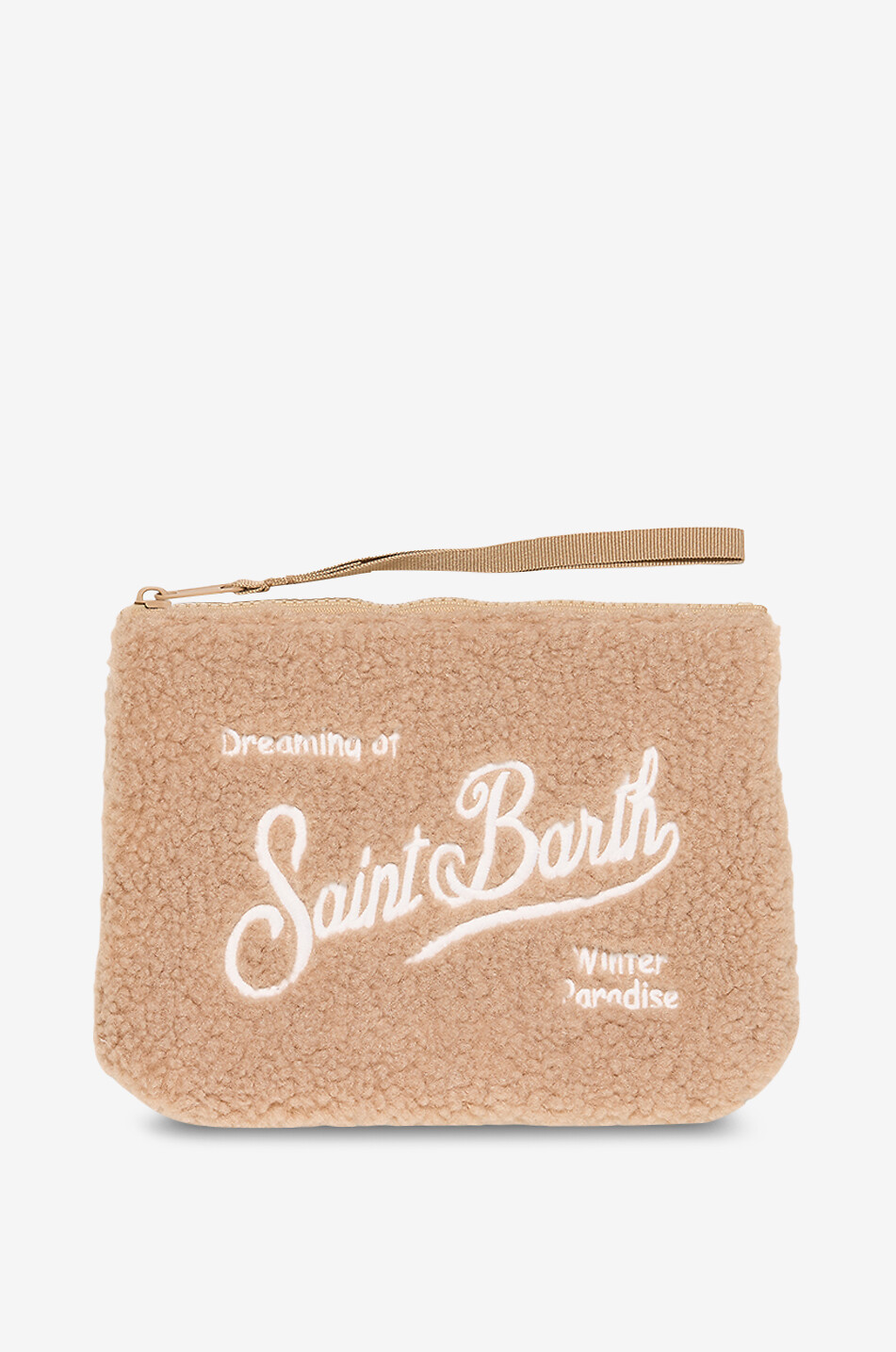 MC2 SAINT BARTH Exklusives Mütze-Täschchen-Set aus Lammfell mit Stickerei-Logo Damen HELLBRAUN 4