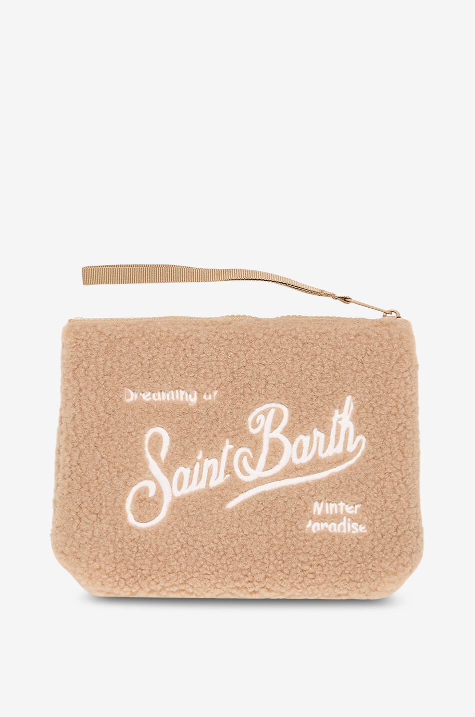 MC2 SAINT BARTH Exklusives Mütze-Täschchen-Set aus Lammfell mit Stickerei-Logo Damen HELLBRAUN 5