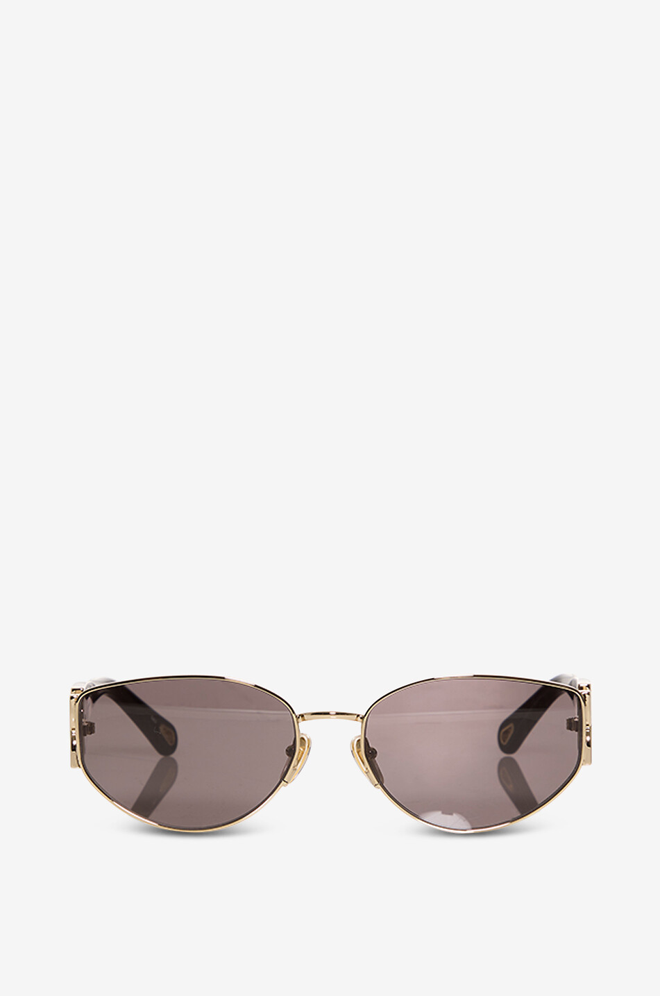 CHLOE Oval Gold metal round sunglasses Women BLACK 1