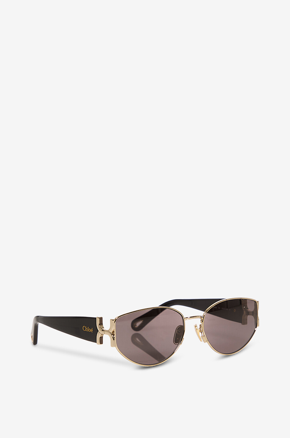 CHLOE Oval Gold metal round sunglasses Women BLACK 2