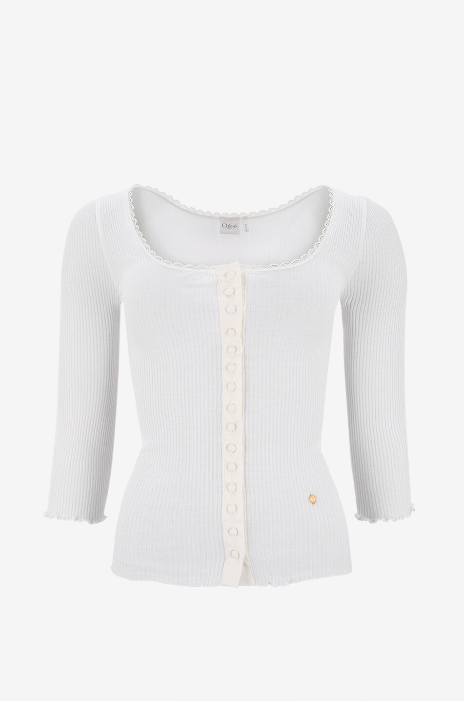 CHLOE Top à col rond en jersey Femme BLANC 1