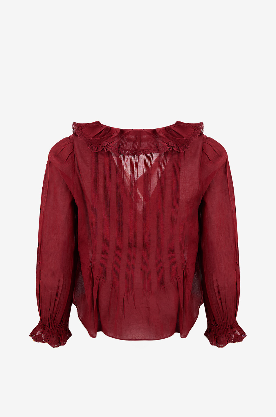 DÔEN Baumwollvoile-Top mit V-Ausschnitt Hardy Damen ROT 2