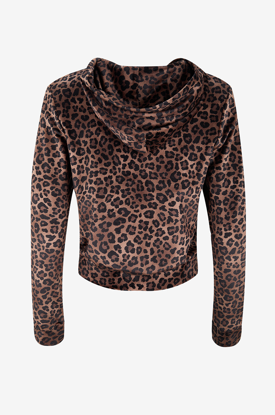 MC2 SAINT BARTH Velvet animal print hooded sweatshirt Women Brown 2